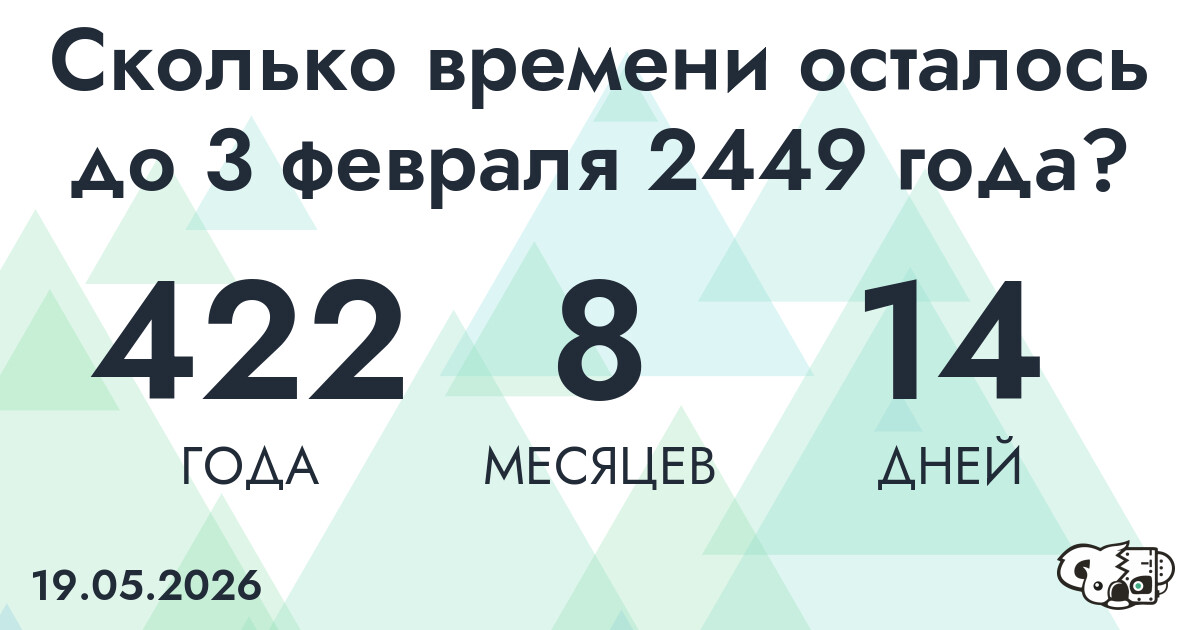 Сколько времени осталось до 3 февраля 2449 года