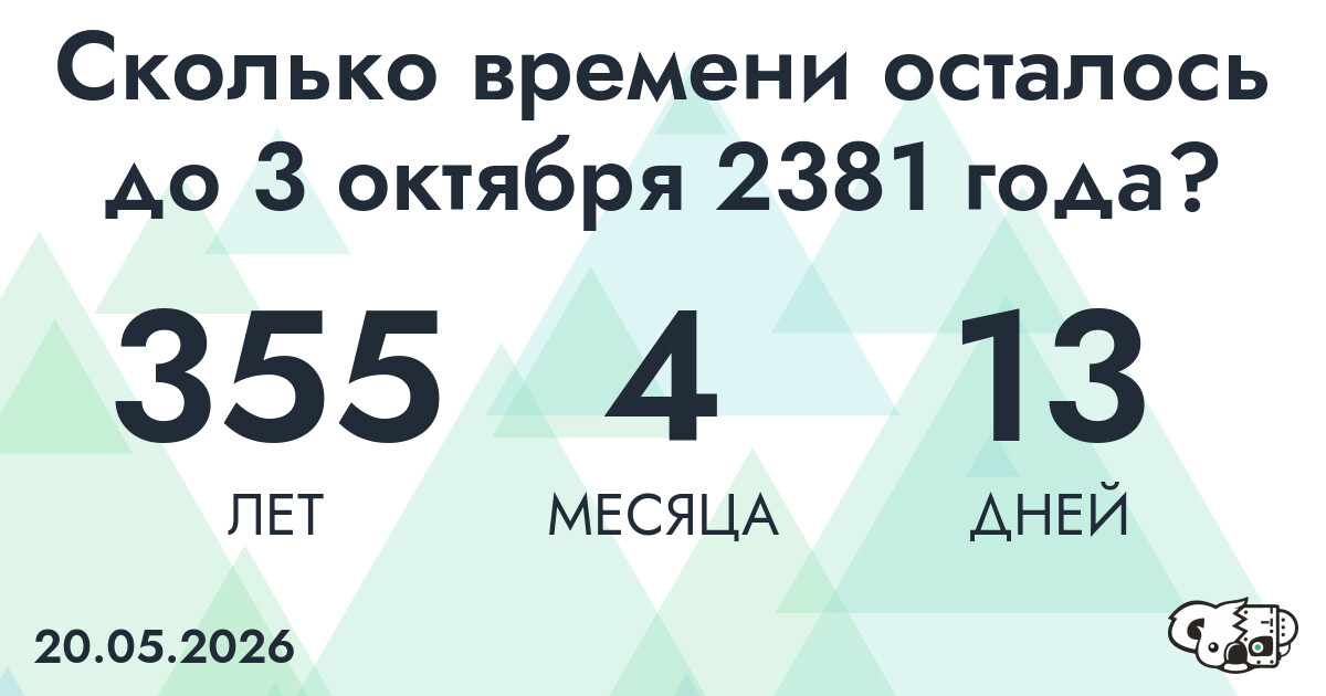 Сколько времени осталось до 3 октября 2381 года