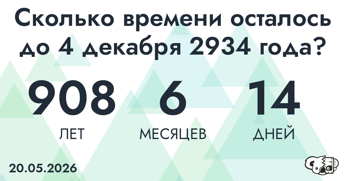 Сколько времени осталось до 4 декабря 2934 года