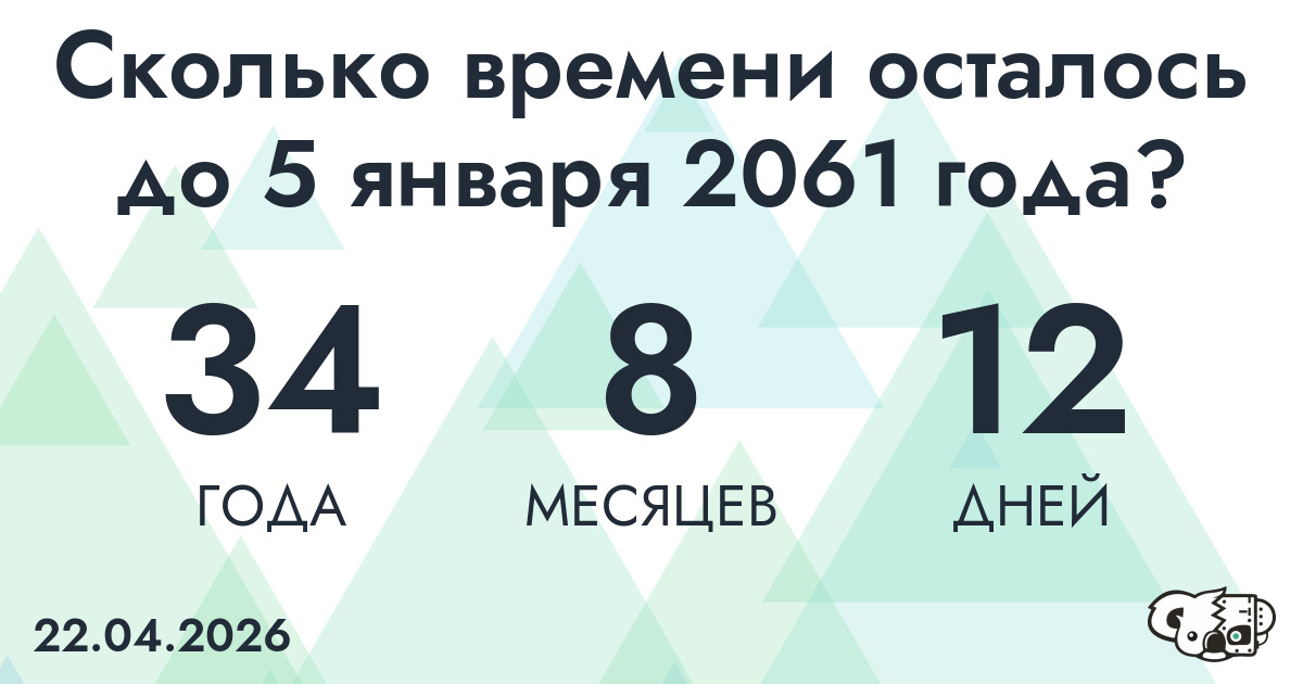 Сколько времени осталось до 5 января 2061 года