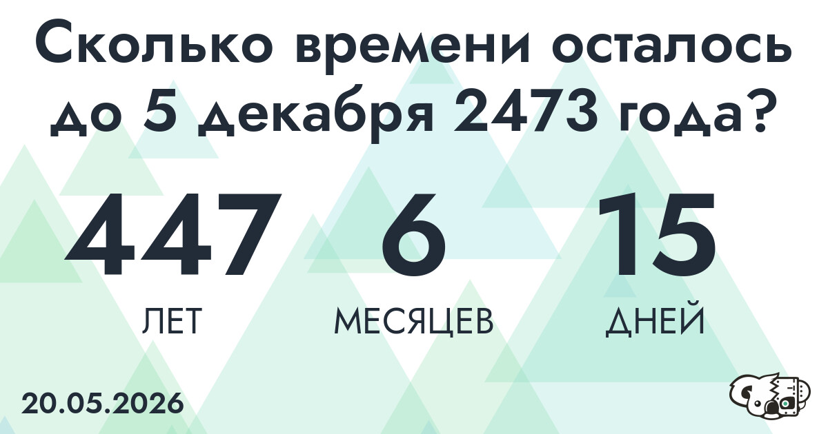 Сколько времени осталось до 5 декабря 2473 года