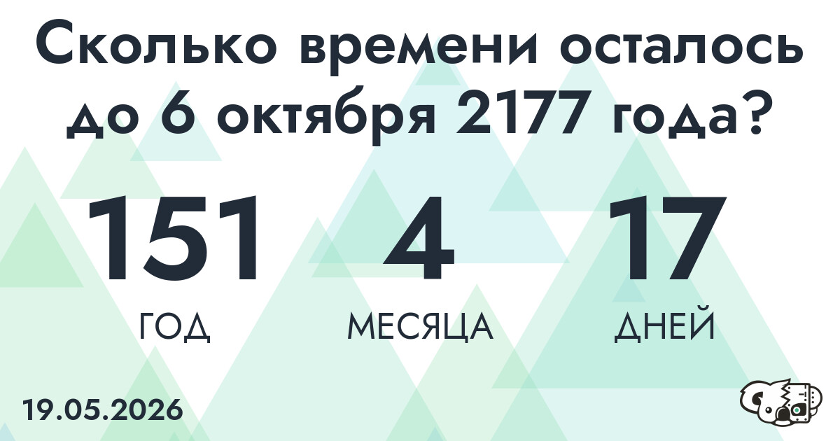 Сколько времени осталось до 6 октября 2177 года