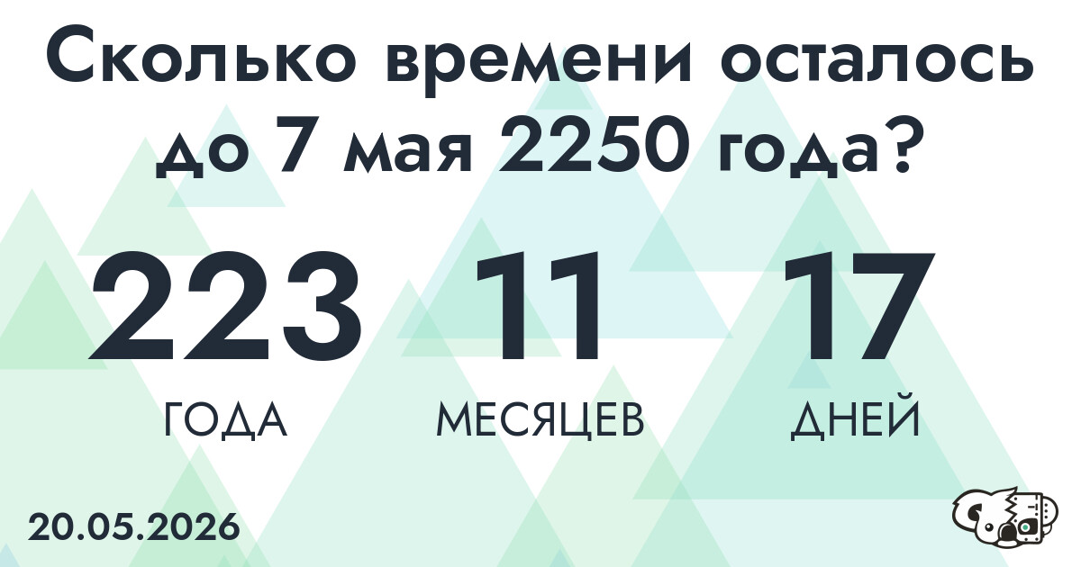 Сколько времени осталось до 7 мая 2250 года