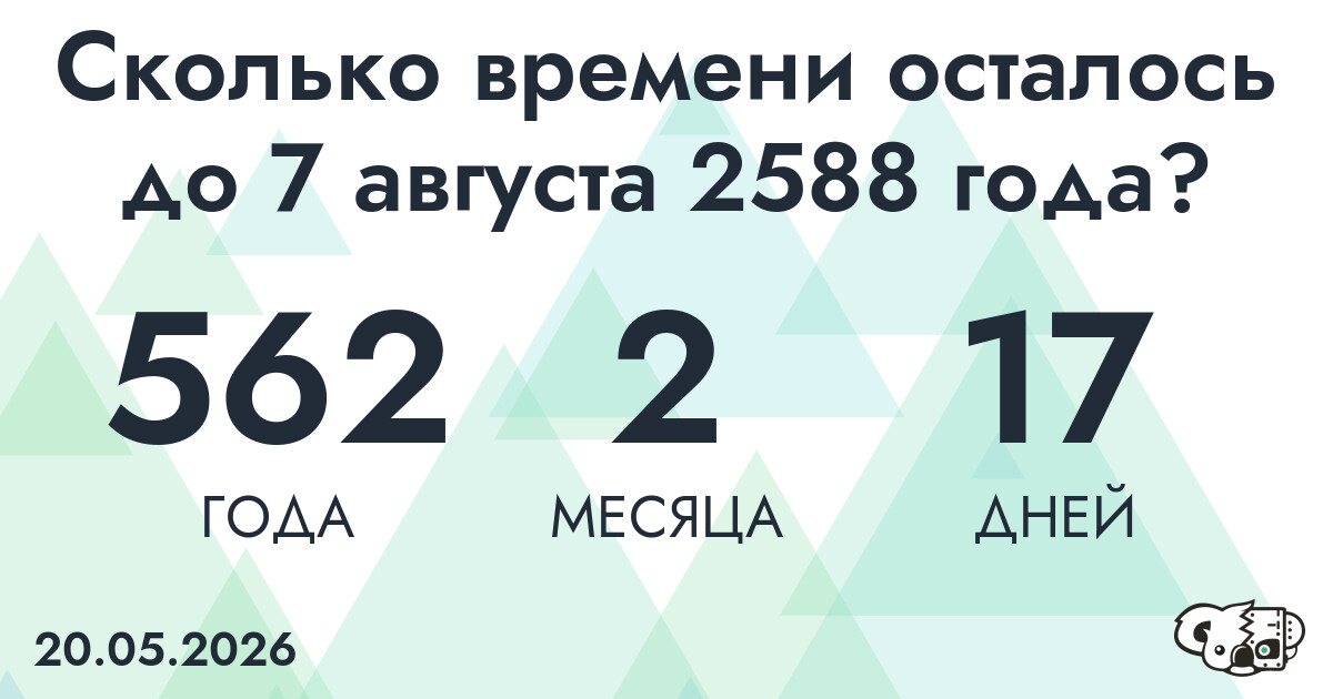 Сколько времени осталось до 7 августа 2588 года
