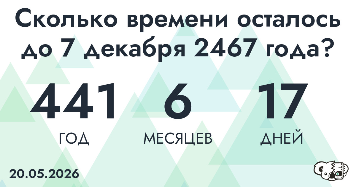 Сколько времени осталось до 7 декабря 2467 года