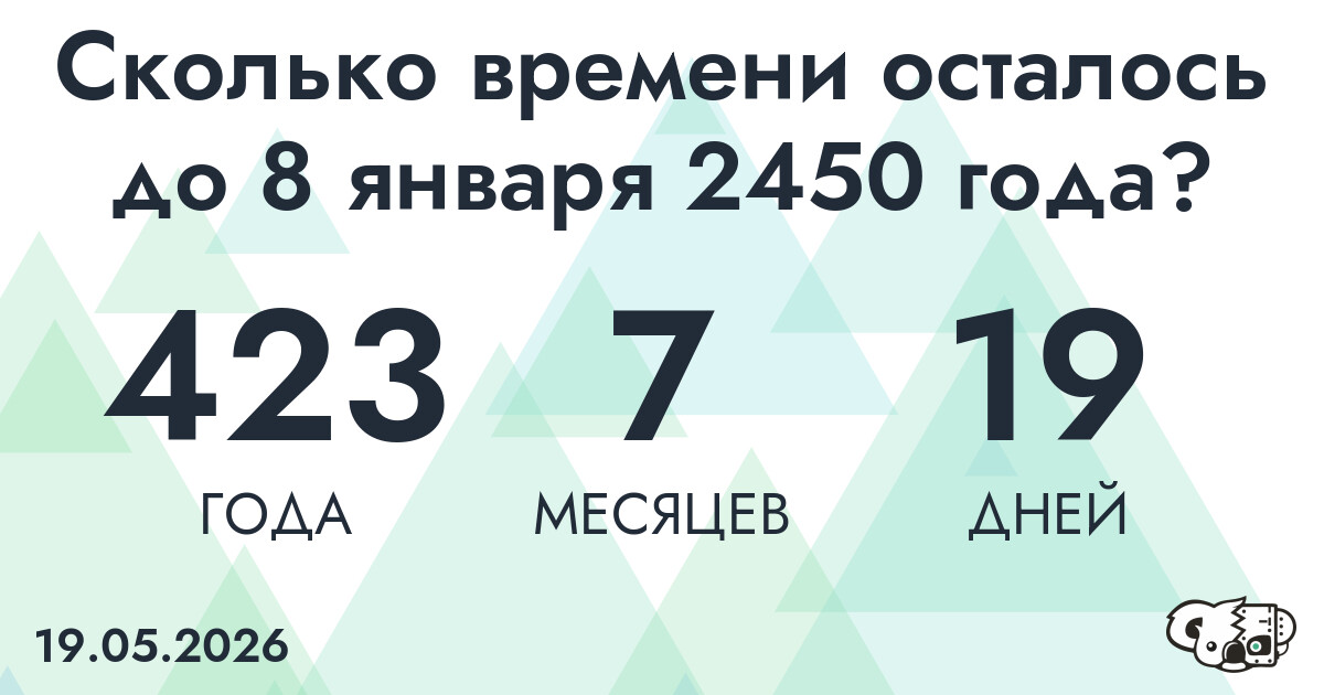 Сколько времени осталось до 8 января 2450 года