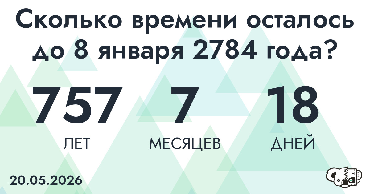 Сколько времени осталось до 8 января 2784 года