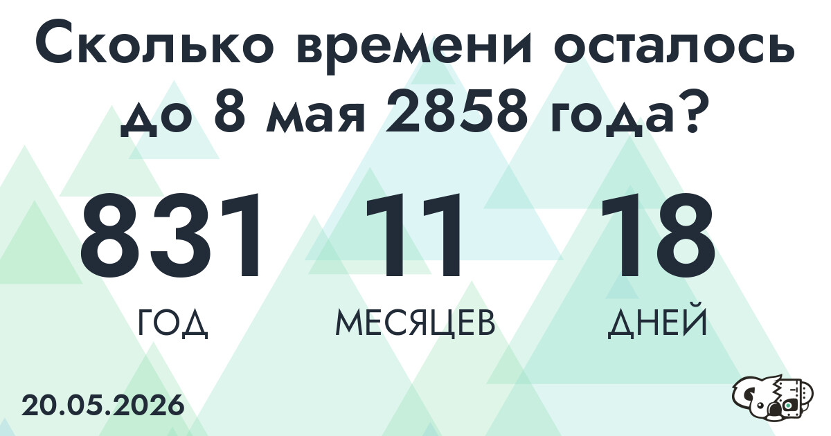 Сколько времени осталось до 8 мая 2858 года