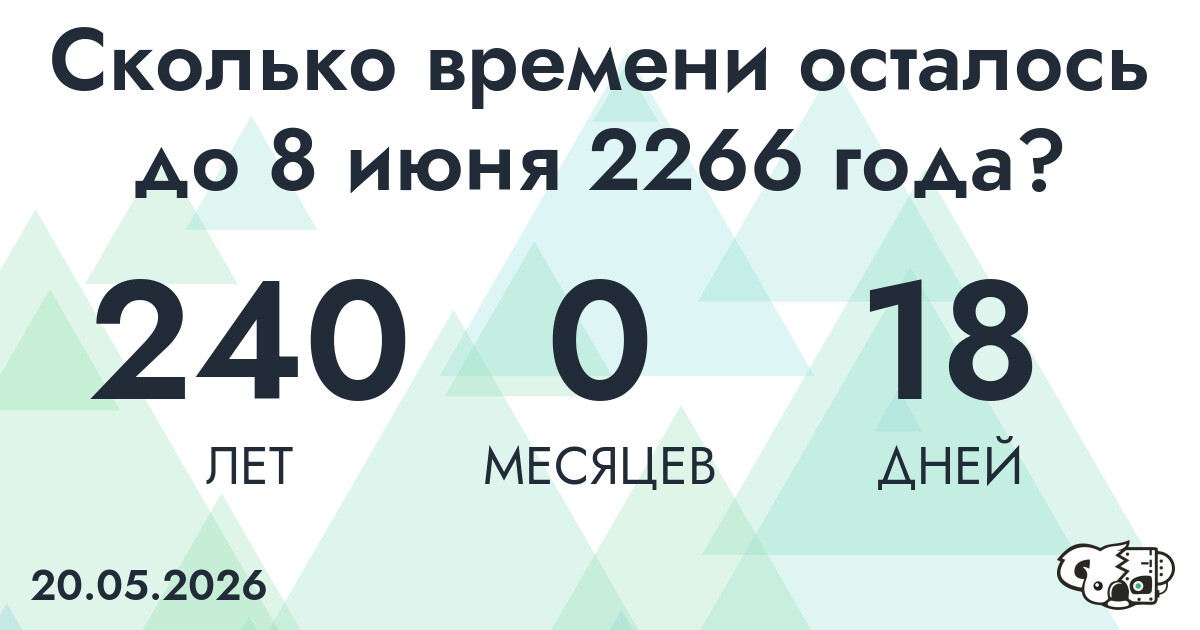 Сколько времени осталось до 8 июня 2266 года