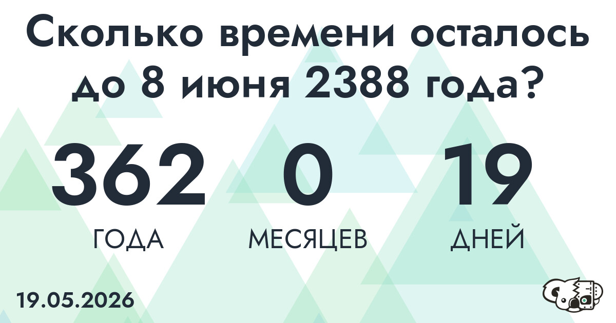 Сколько времени осталось до 8 июня 2388 года