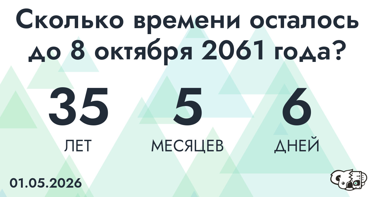Сколько времени осталось до 8 октября 2061 года