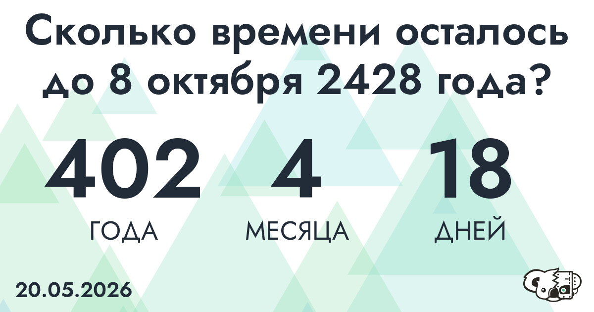 Сколько времени осталось до 8 октября 2428 года