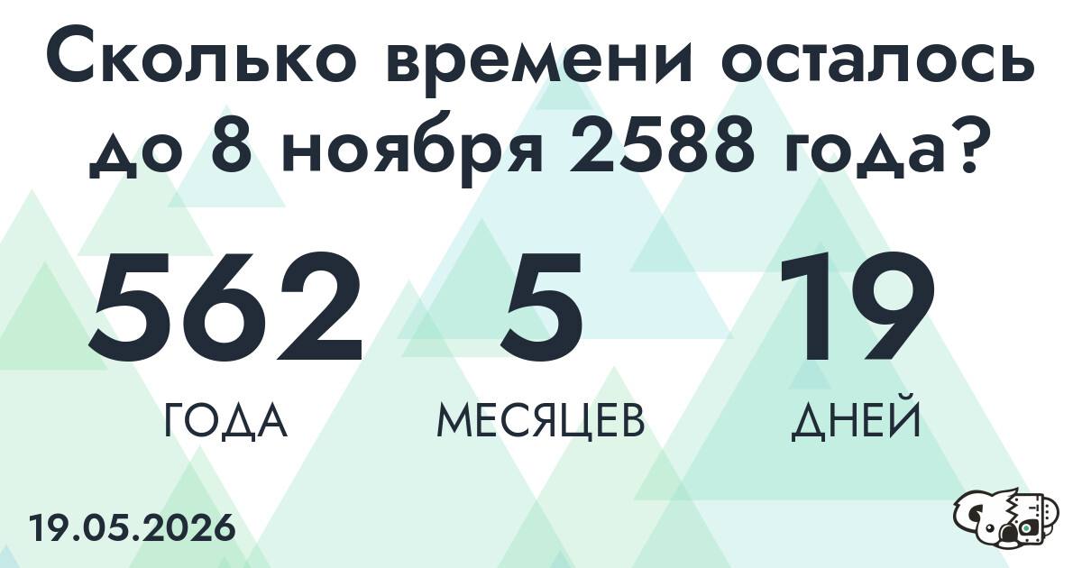 Сколько времени осталось до 8 ноября 2588 года