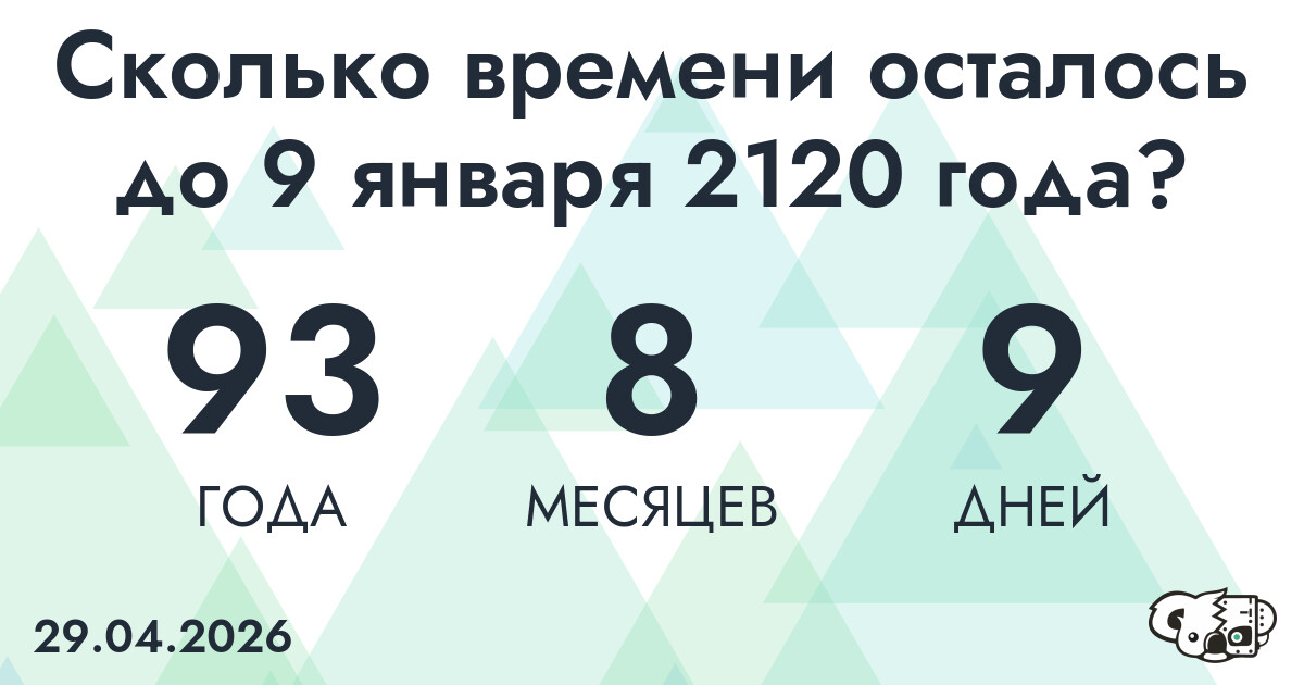 Сколько времени осталось до 9 января 2120 года