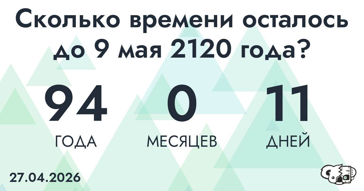 Сколько времени осталось до 9 мая 2120 года