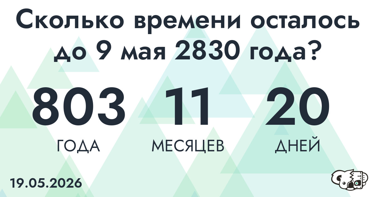 Сколько времени осталось до 9 мая 2830 года
