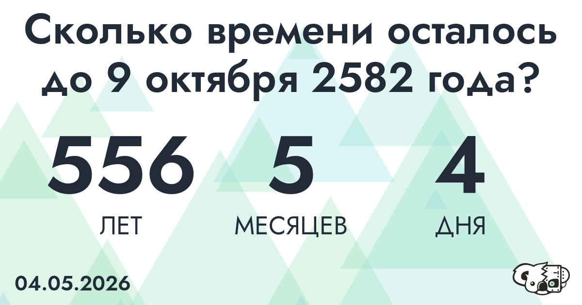 Сколько времени осталось до 9 октября 2582 года