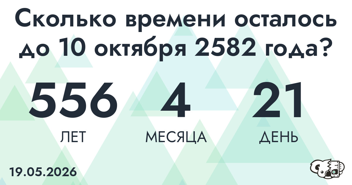 Сколько времени осталось до 10 октября 2582 года
