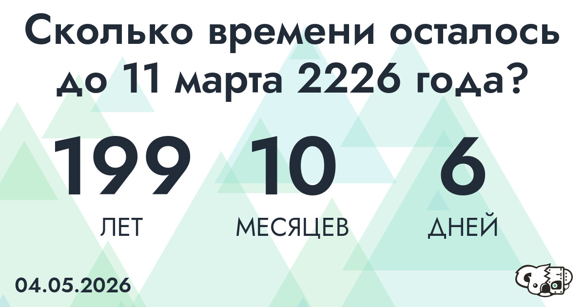 Сколько времени осталось до 11 марта 2226 года