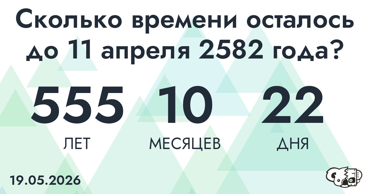 Сколько времени осталось до 11 апреля 2582 года
