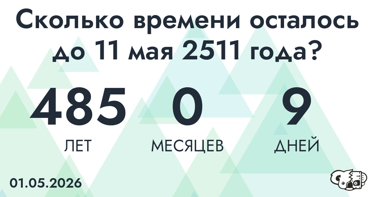 Сколько времени осталось до 11 мая 2511 года