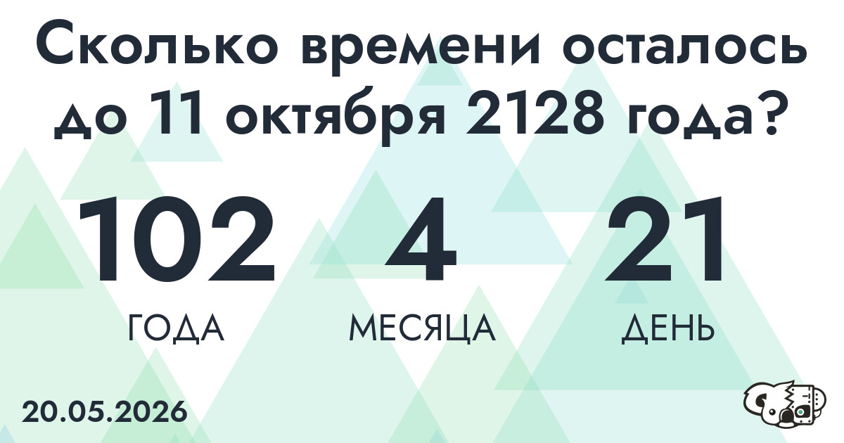 Сколько времени осталось до 11 октября 2128 года