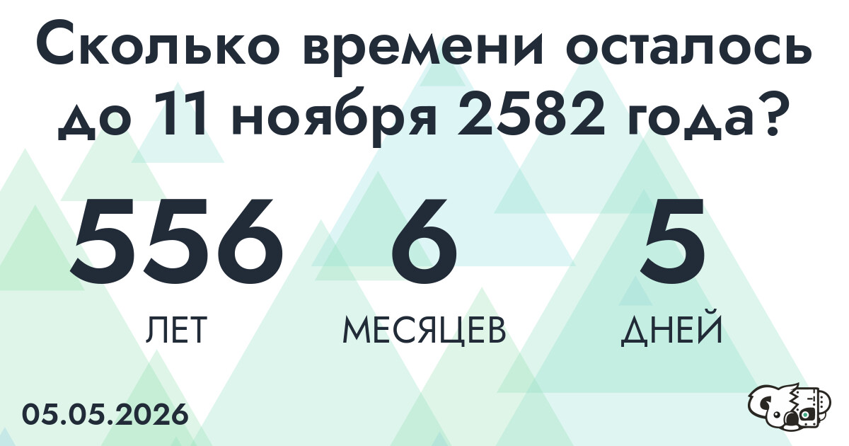 Сколько времени осталось до 11 ноября 2582 года
