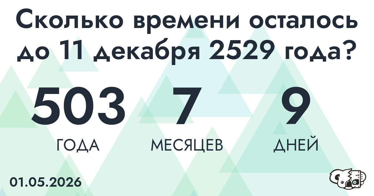 Сколько времени осталось до 11 декабря 2529 года