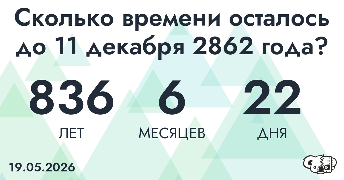 Сколько времени осталось до 11 декабря 2862 года