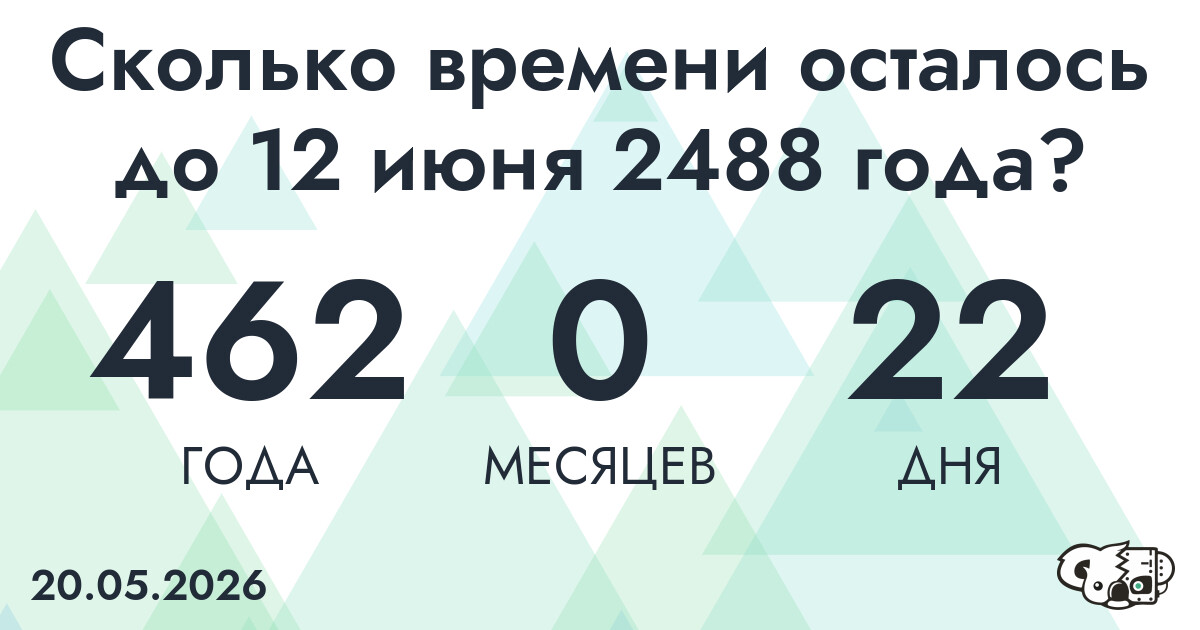 Сколько времени осталось до 12 июня 2488 года