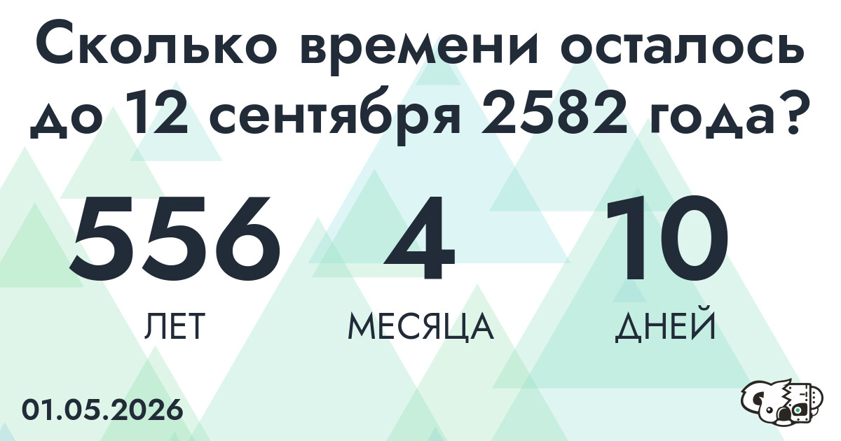 Сколько времени осталось до 12 сентября 2582 года