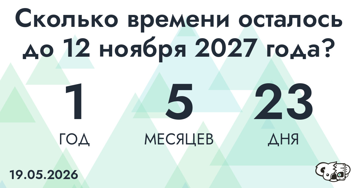 Сколько времени осталось до 12 ноября 2027 года
