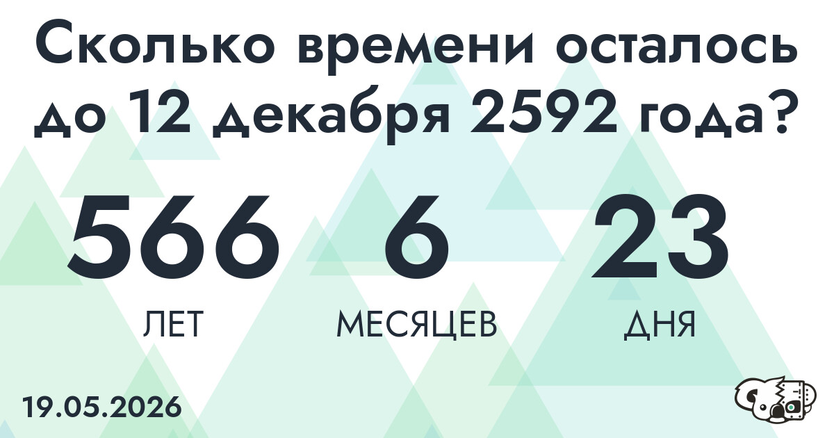 Сколько времени осталось до 12 декабря 2592 года