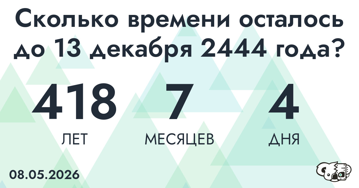 Сколько времени осталось до 13 декабря 2444 года