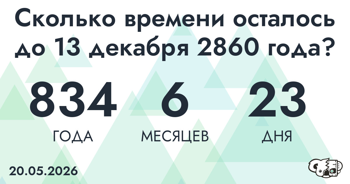 Сколько времени осталось до 13 декабря 2860 года