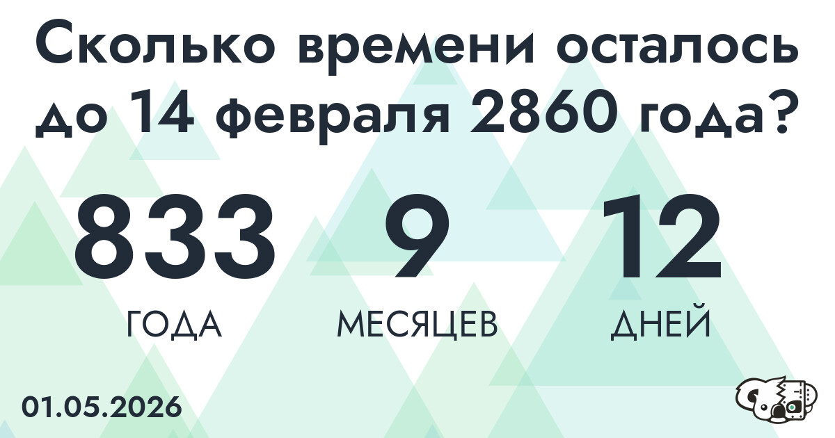 Сколько времени осталось до 14 февраля 2860 года