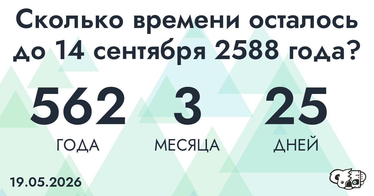 Сколько времени осталось до 14 сентября 2588 года