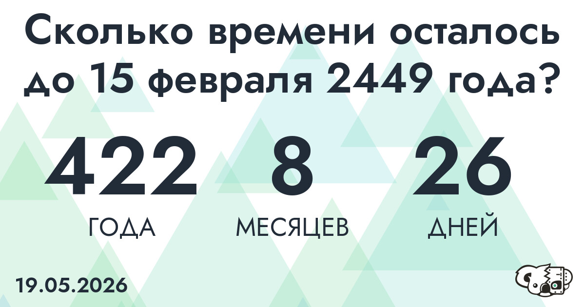 Сколько времени осталось до 15 февраля 2449 года
