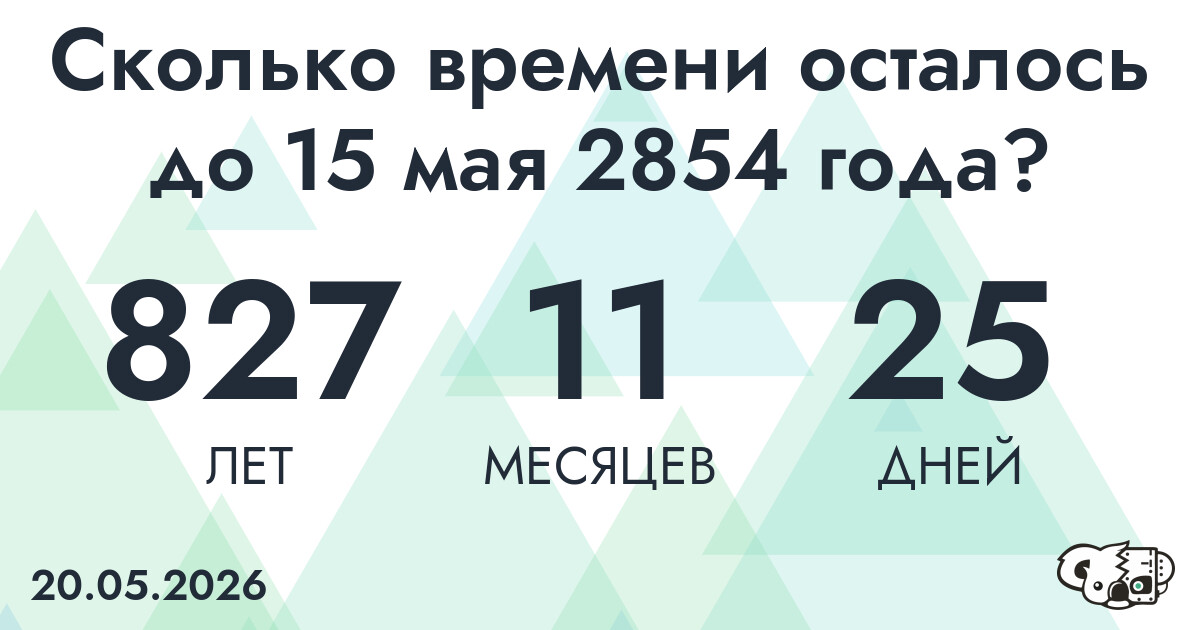 Сколько времени осталось до 15 мая 2854 года