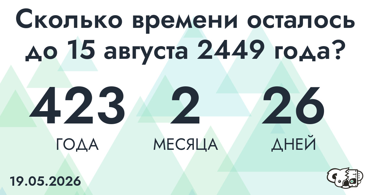 Сколько времени осталось до 15 августа 2449 года