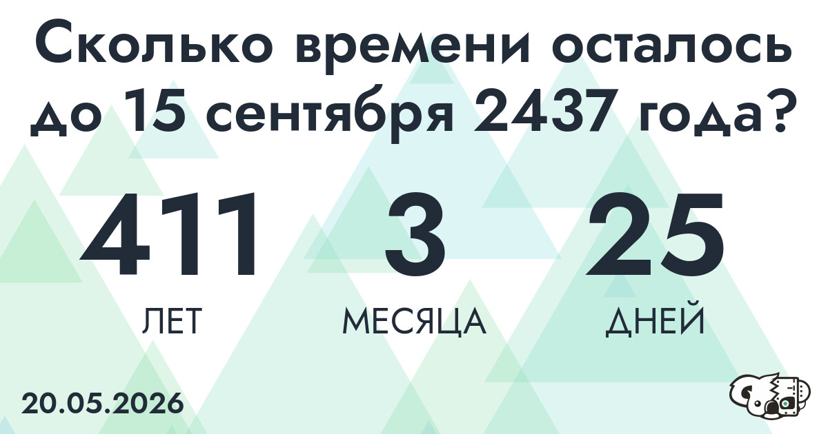 Сколько времени осталось до 15 сентября 2437 года