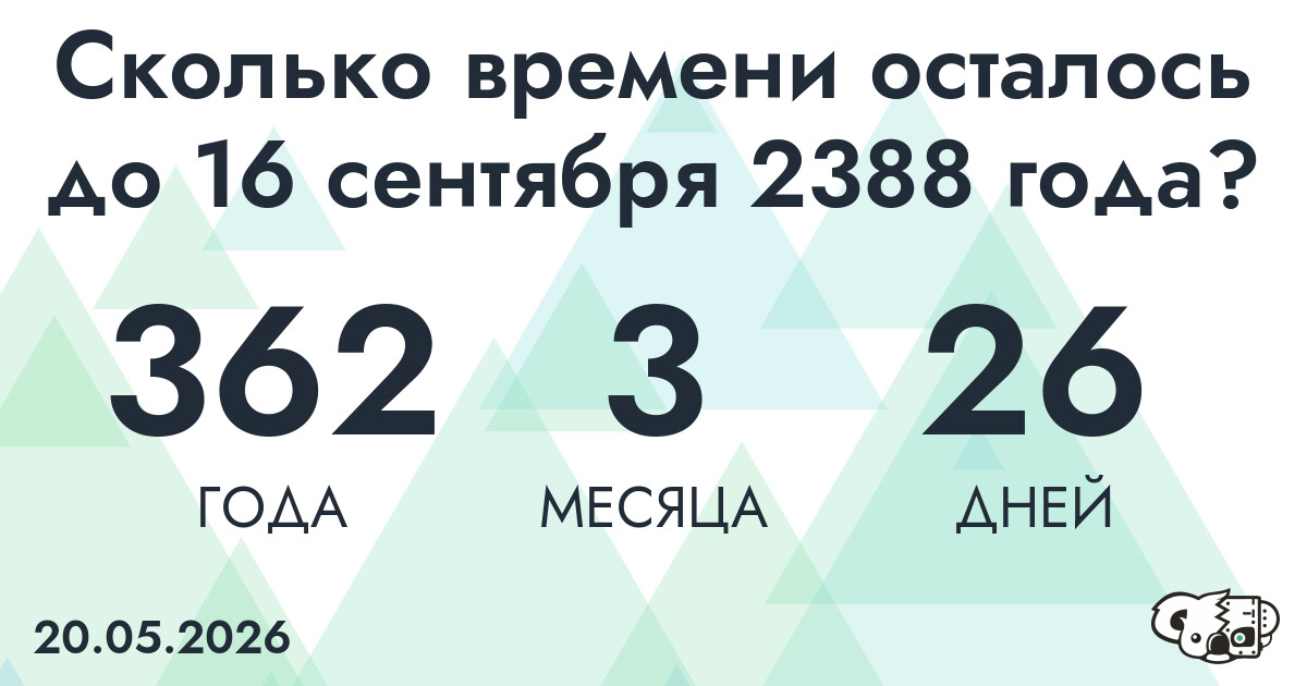 Сколько времени осталось до 16 сентября 2388 года