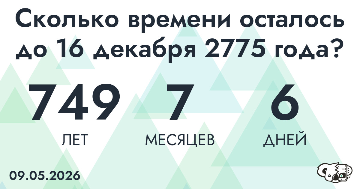 Сколько времени осталось до 16 декабря 2775 года