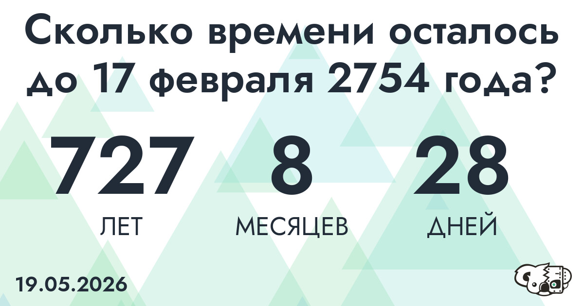 Сколько времени осталось до 17 февраля 2754 года