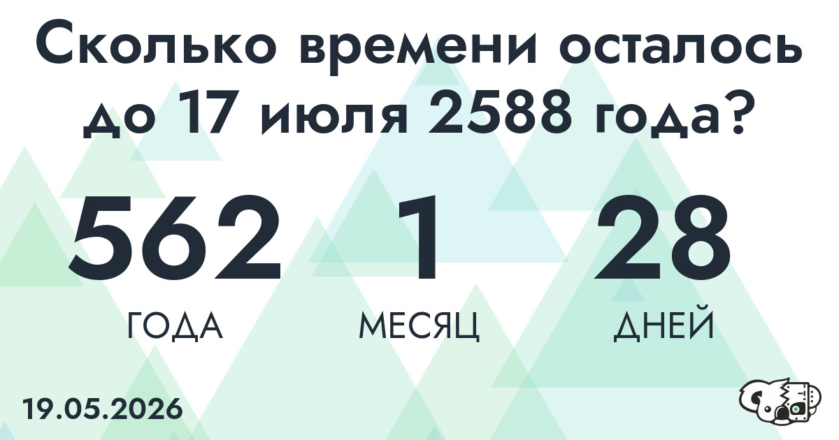 Сколько времени осталось до 17 июля 2588 года