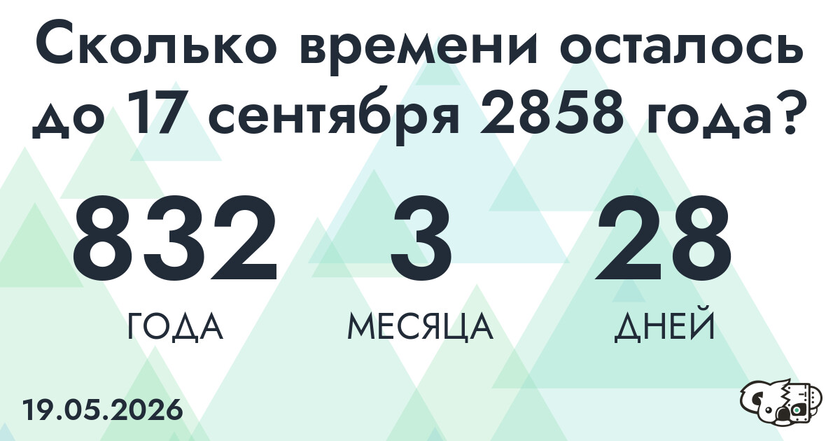 Сколько времени осталось до 17 сентября 2858 года