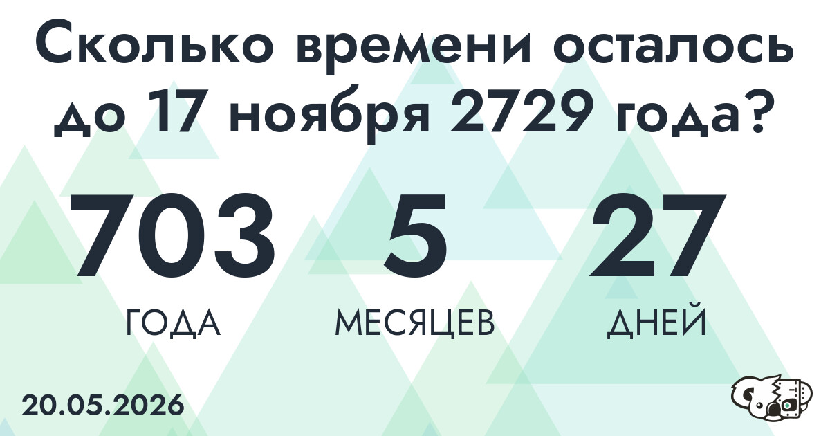 Сколько времени осталось до 17 ноября 2729 года
