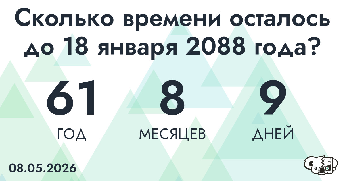 Сколько времени осталось до 18 января 2088 года