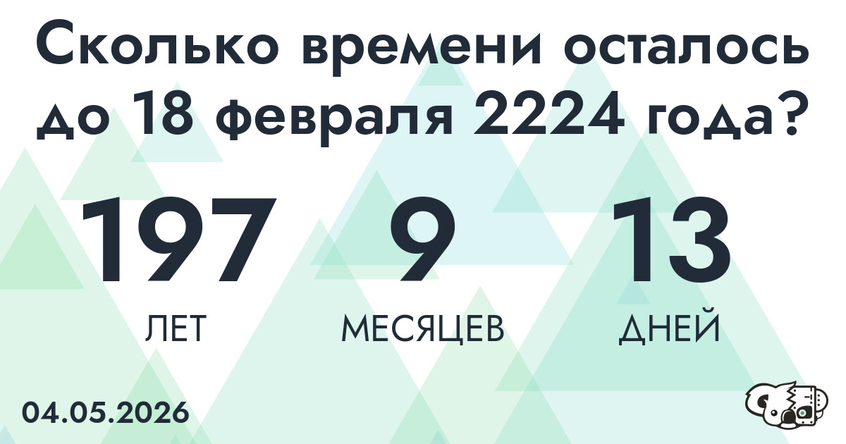 Сколько времени осталось до 18 февраля 2224 года