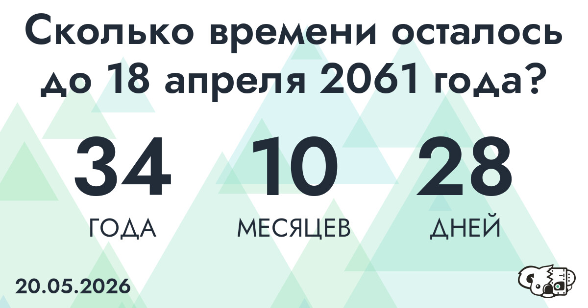 Сколько времени осталось до 18 апреля 2061 года
